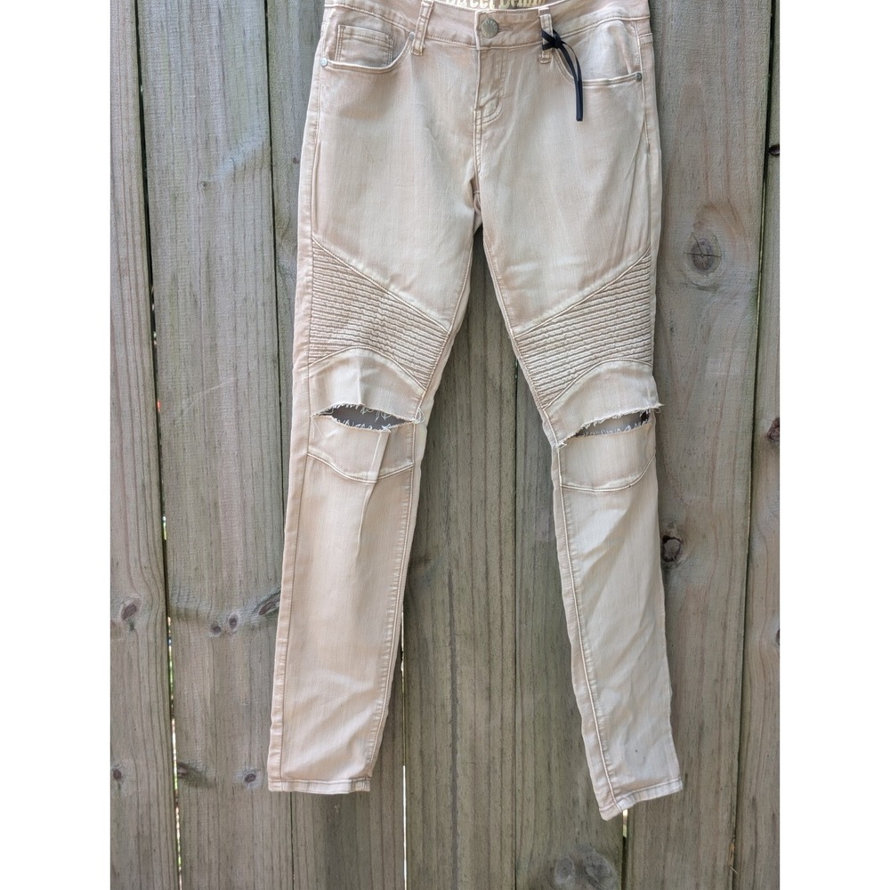 Street Denim Jeans Women's Size 7/8  Distressed Stretch Tan (29x30)‎